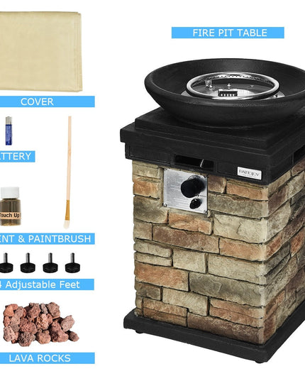 Firebowl Column, 40,000 BTU Outdoor Gas Fire Pit - Giantex
