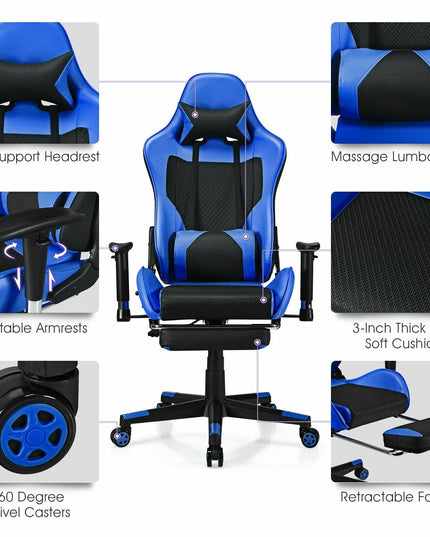Massage Gaming Chair, Adjustable High Back with Health Massager Lumbar Support