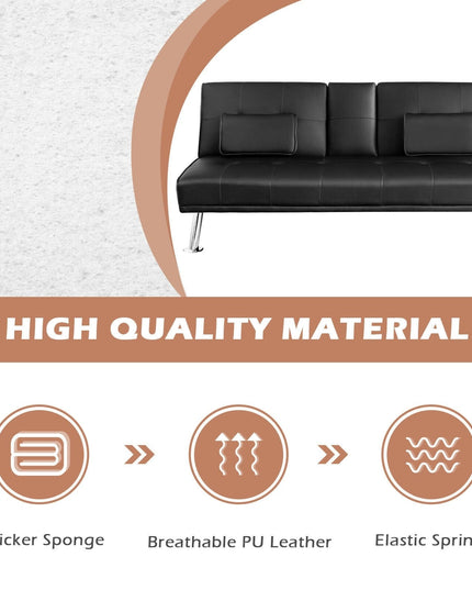 Giantex Modern Convertible Futon Sofa Bed,2 Cup Holders, Backrest Adjustable