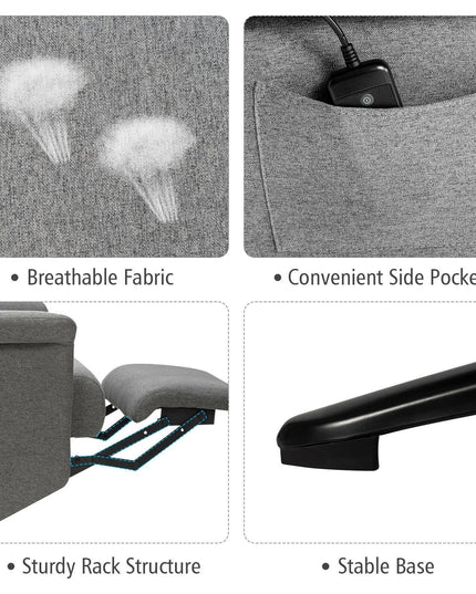 Recliner Chair with Vibration Massage, 360 Degree Swivel Reclining Sofa Chair, Adjustable Headrest & Footrest