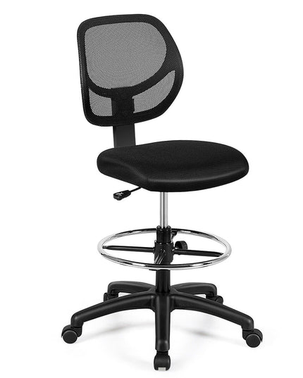 Mesh Drafting Chair, Standing Desk Chair w/Footrest Ring