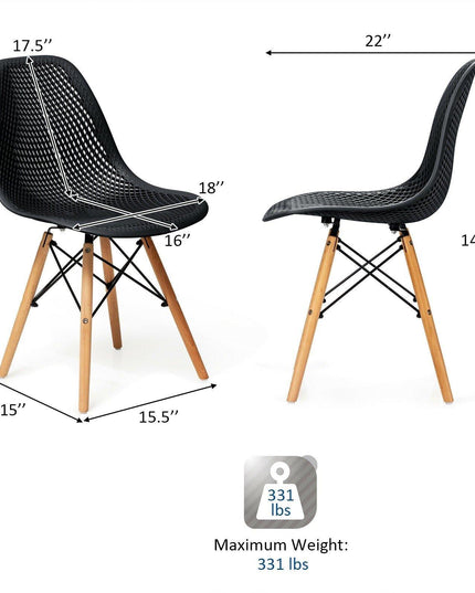 Giantex Set of 2 or 4 Modern Dining Chairs, Shell PP Lounge Side Chairs w/ Mesh Design - Giantexus