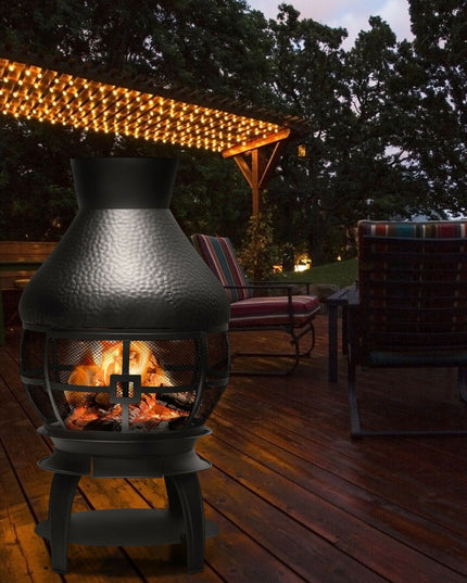 Wood Burning Chiminea, Heavy Duty Fireplace Wooden Chiminea Fire Pit