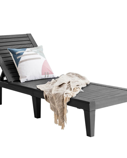 Outdoor Chaise with 5-Position Adjustable Backrest, Rust-Resistant Chaise