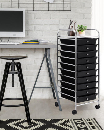 10 Drawer Rolling Storage Cart Scrapbook Paper Office School Organizer - Giantexus