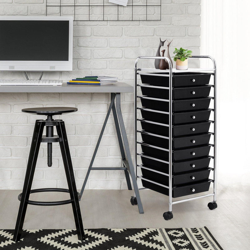 10 Drawer Rolling Storage Cart Scrapbook Paper Office School Organizer - Giantexus