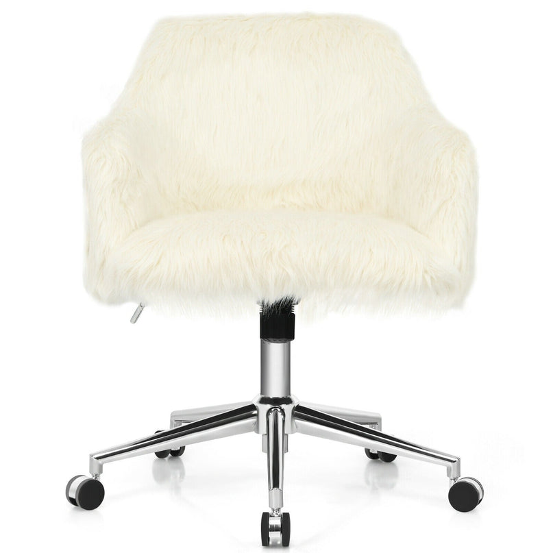 Fluffy Faux Fur Vanity Chair - Giantex