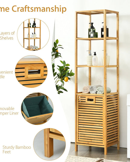 63" Tilt Out Laundry Hamper and 4-Tier Storage Shelves