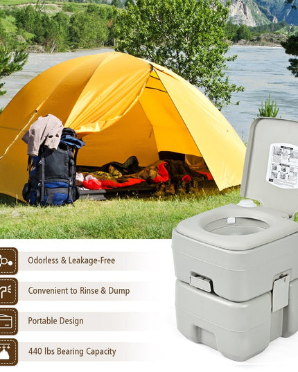 Portable Toilet 5.3 Gallon with Powerful Push Pump