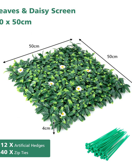 Giantex 12PCS 20x20inch Artificial Boxwood Panels Garden Privacy Fence Screen