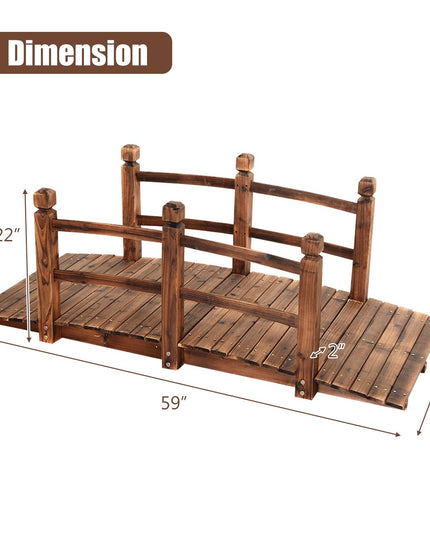 Giantex 5 Ft Wooden Garden Bridge, Stained Wood/Natural Wood  Garden Bridge