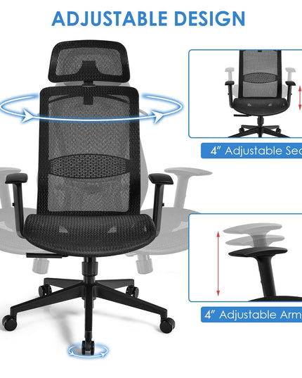 Mesh Office Chair, Ergonomic Office Chair with Headrest
