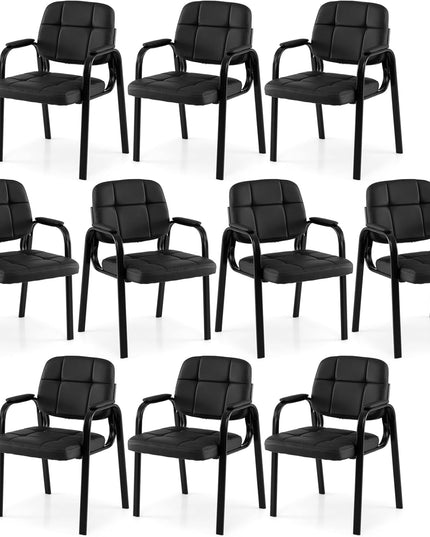 Fauteuils de réception de bureau en cuir Giantex avec accoudoirs rembourrés