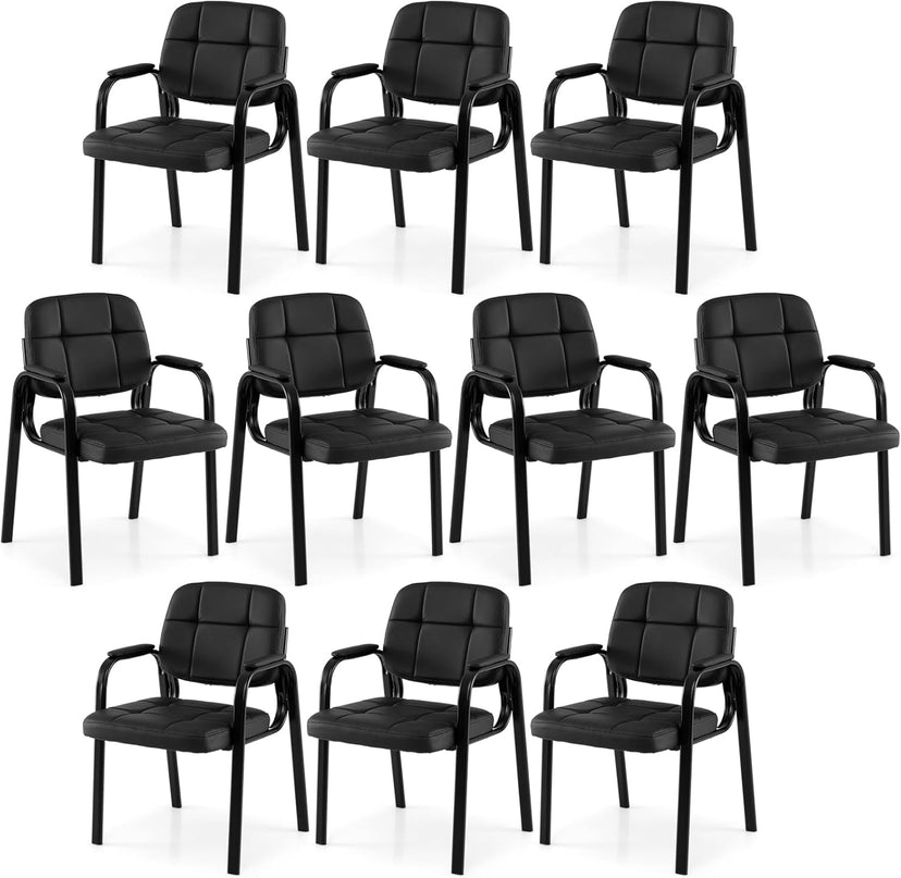 Fauteuils de réception de bureau en cuir Giantex avec accoudoirs rembourrés