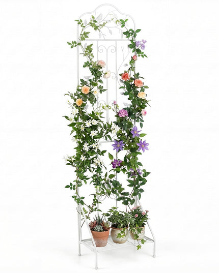 Giantex Metal Garden Trellis for Climbing Plants with Foldable Bottom Shelf (1/2)