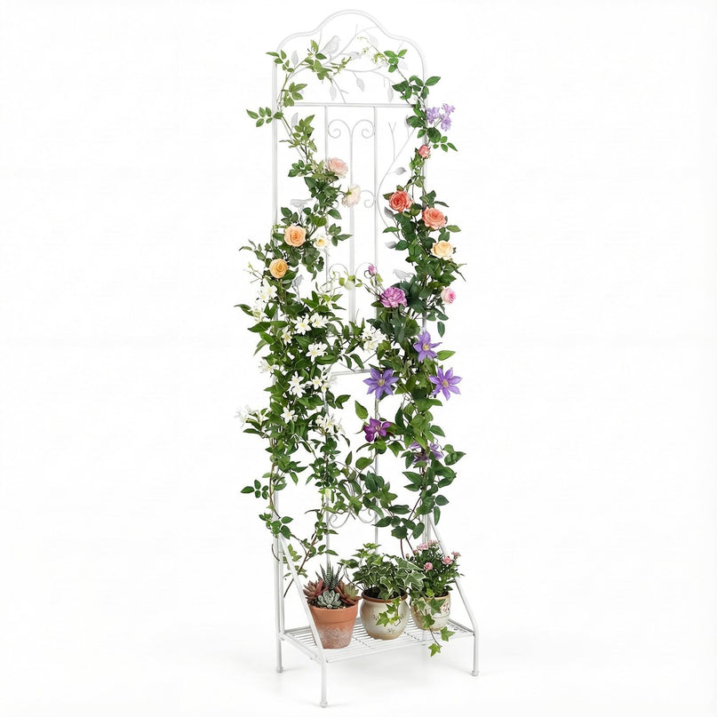 Giantex Metal Garden Trellis for Climbing Plants with Foldable Bottom Shelf (1/2)