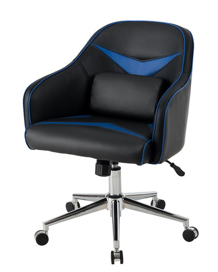 Giantex PU Leather Gaming Chair, Adjustable Height Mid-back Armchair w/ Massage Lumbar Pillow