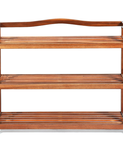 Giantex 3-Tier Wood Shoe Rack 4 Metal Side Hangers, 29"L x10.5"Wx 24.5"H