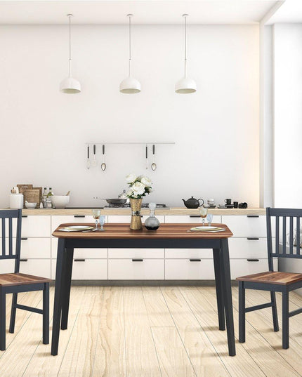 Wood Dining Table, Rectangular Kitchen Table (Walnut & Black) - Giantexus