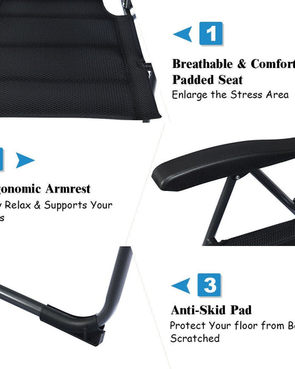 Set of 2 Patio Chairs, Folding Chairs with Adjustable Backrest