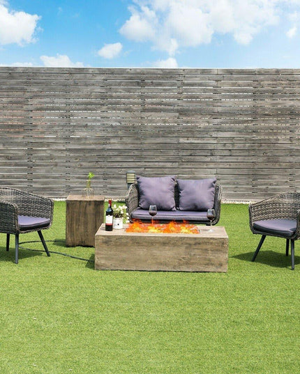 2-Piece Propane Fire Pit Table Set with 20 Gallon Tank Side Table - Giantexus