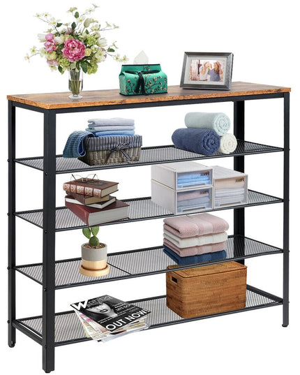 5-Tier Shoe Rack, Industrial Metal Shoe Storage Organizer - Giantexus