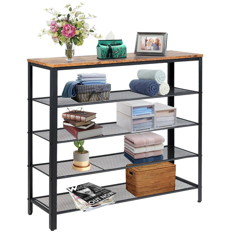5-Tier Shoe Rack, Industrial Metal Shoe Storage Organizer - Giantexus