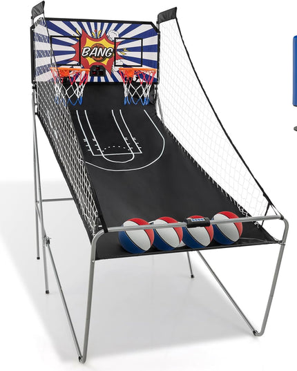 Giantex Folding Basketball Arcade Game, Dual Shot Electronic Basketball Hoop Arcade Game with 8 Game Modes