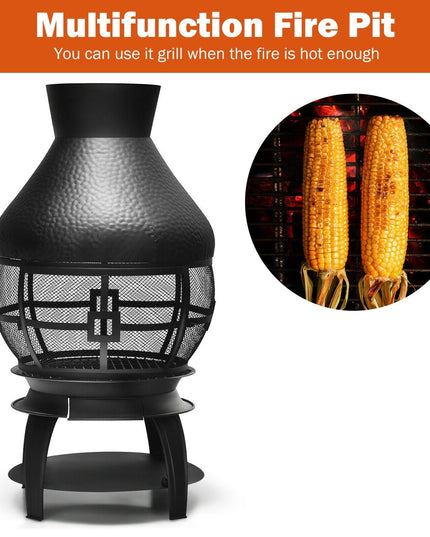Wood Burning Chiminea, Heavy Duty Fireplace Wooden Chiminea Fire Pit