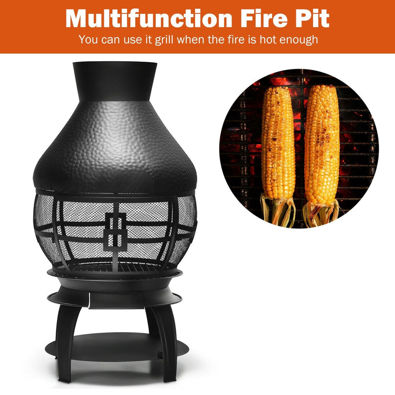 Wood Burning Chiminea, Heavy Duty Fireplace Wooden Chiminea Fire Pit