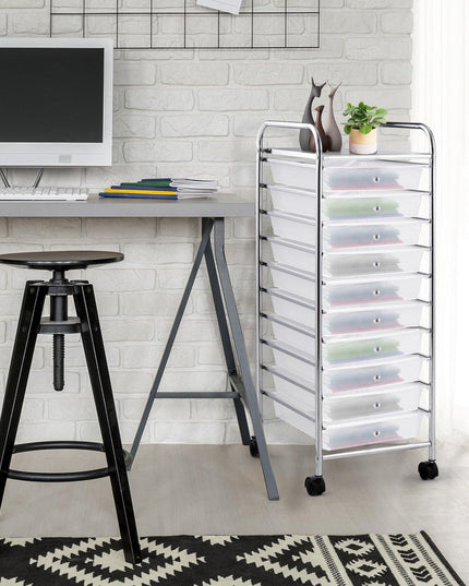 10 Drawer Rolling Storage Cart Scrapbook Paper Office School Organizer - Giantexus