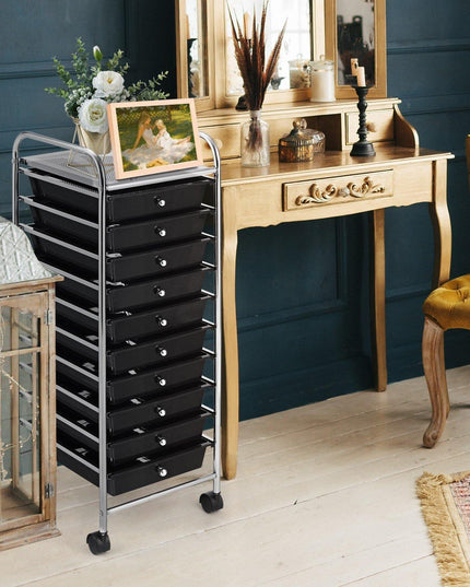 10 Drawer Rolling Storage Cart Scrapbook Paper Office School Organizer - Giantexus