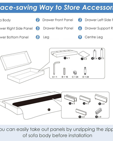 3-Seat Convertible Sofa Bed,Long Sofa w/ 2 Large Drawers, Ergonomic Sleeper w/ 3 Adjustable Angles - Giantexus