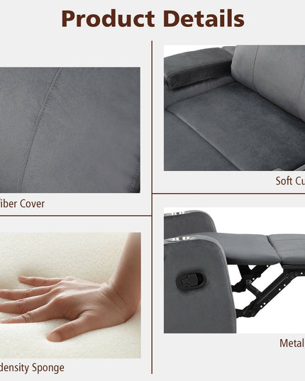 Recliner Chair with Cup Holders, Fabric Reclining Chair Manual Recliner Chair