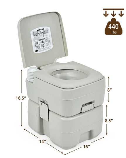 Portable Toilet 5.3 Gallon with Powerful Push Pump