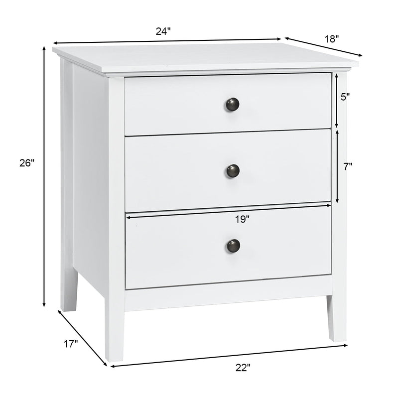 Giantex Nightstand with Drawers Solid Structure Side Table for Storage Bedroom