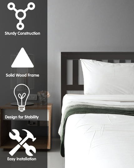 Easy Assembly Twin Size Wood Platform Bed with Headboard