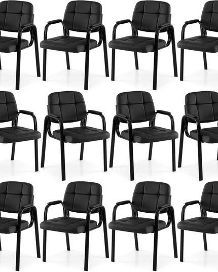 Fauteuils de réception de bureau en cuir Giantex avec accoudoirs rembourrés