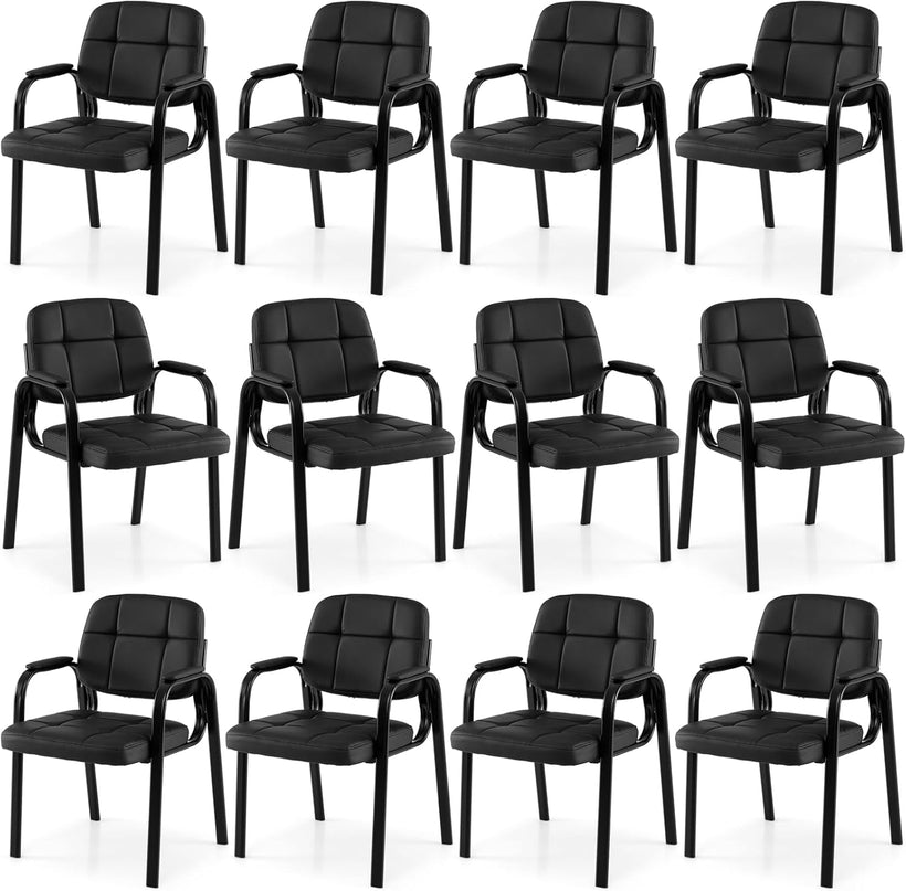 Fauteuils de réception de bureau en cuir Giantex avec accoudoirs rembourrés