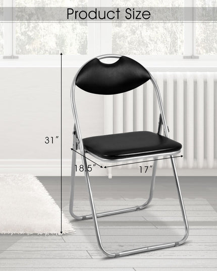 6 PCS Folding Chairs Set with Padded Seats and Carrying Handle - Giantexus