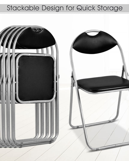 6 PCS Folding Chairs Set with Padded Seats and Carrying Handle - Giantexus