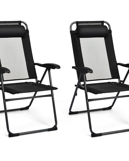 Giantex Set of 2 Patio Dining Chairs, Folding Lounge Chairs with 7 Level Adjustable Backrest
