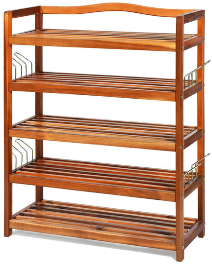 Giantex 5-Tier Wood Shoe Rack Entryway Shoe Shelf Storage Organizer for Hallway, 33"Lx10"Wx32"H