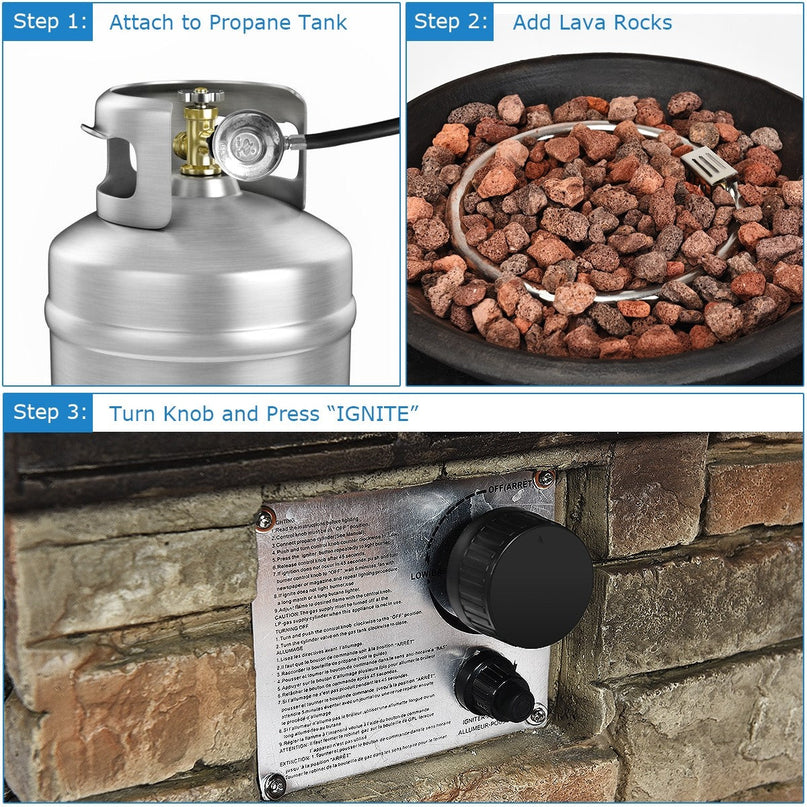 Firebowl Column, 40,000 BTU Outdoor Gas Fire Pit - Giantex