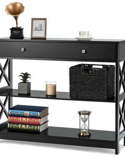 3-Tier Console Table with Drawers - Giantexus