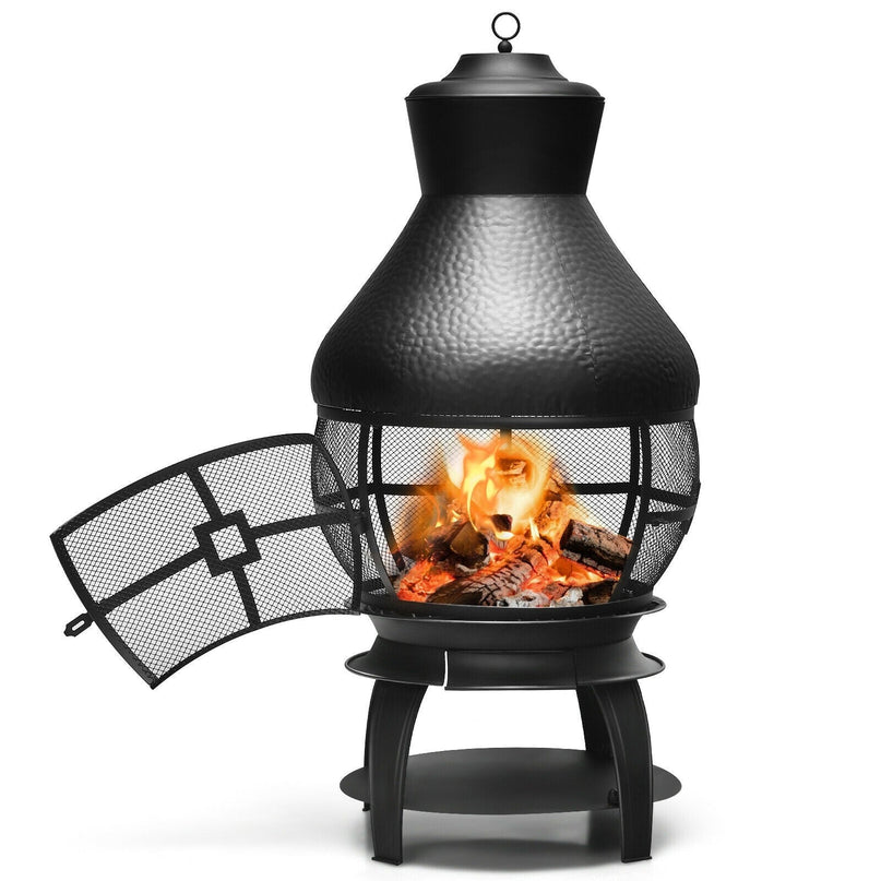 Wood Burning Chiminea, Heavy Duty Fireplace Wooden Chiminea Fire Pit