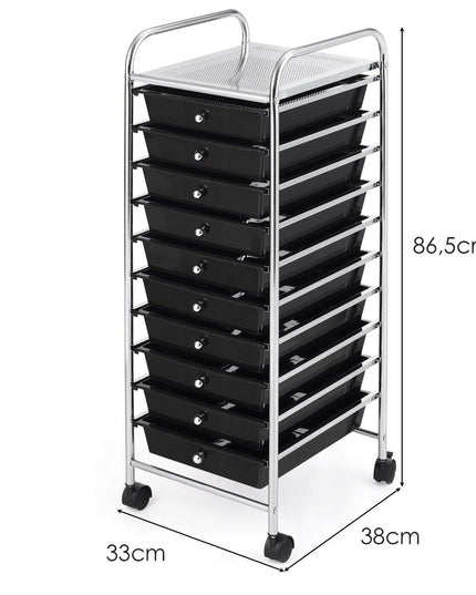 10 Drawer Rolling Storage Cart Scrapbook Paper Office School Organizer - Giantexus