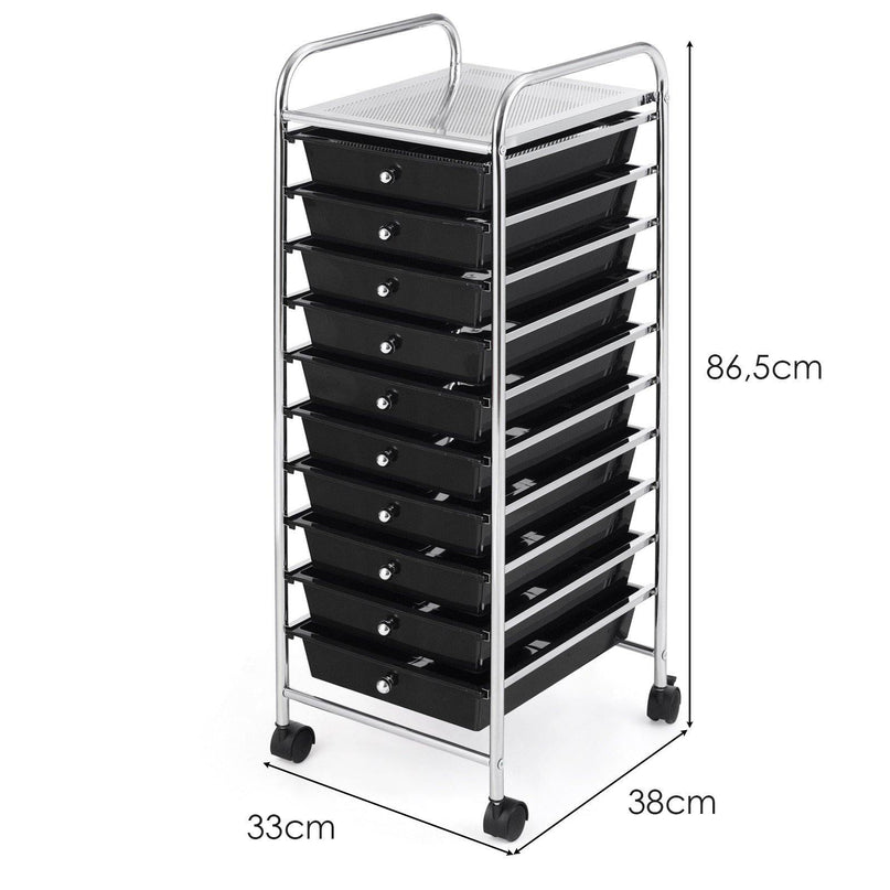 10 Drawer Rolling Storage Cart Scrapbook Paper Office School Organizer - Giantexus