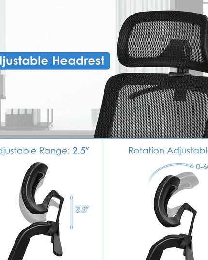 Mesh Office Chair, Ergonomic Office Chair with Headrest