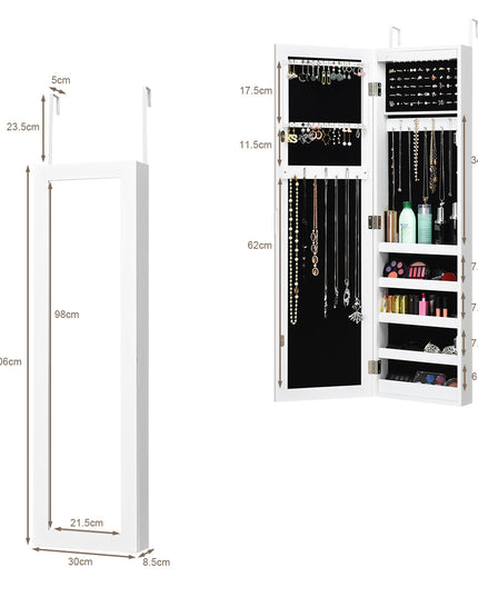 Giantex | 12 LEDs Wall Mounted Jewelry Armoire Cabinet with Mirror